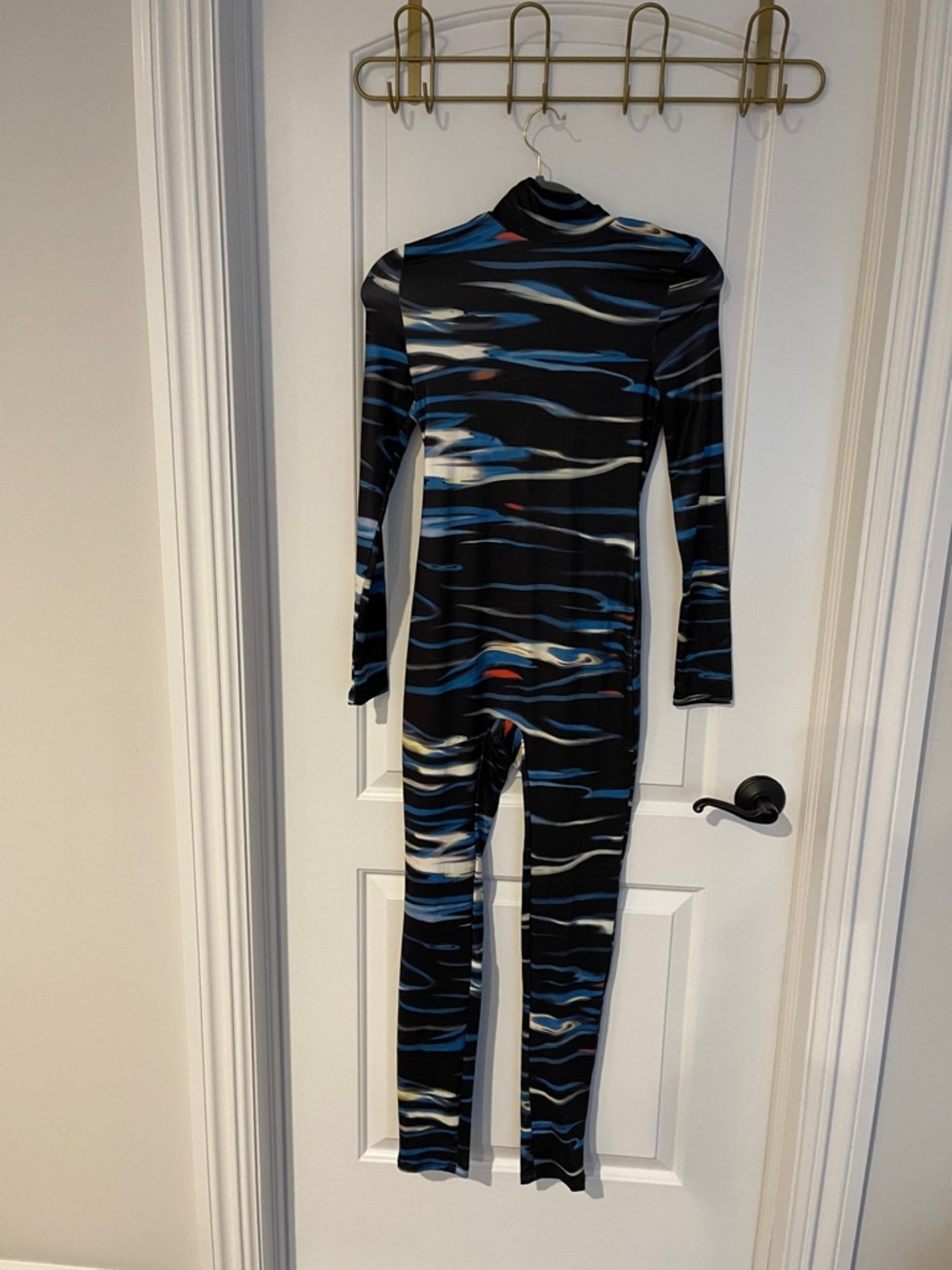 Brand new fabulous women cat suit black with blue